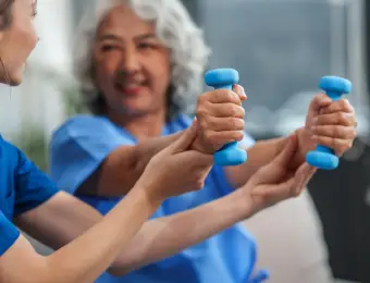 a woman in rehabilitation exercising