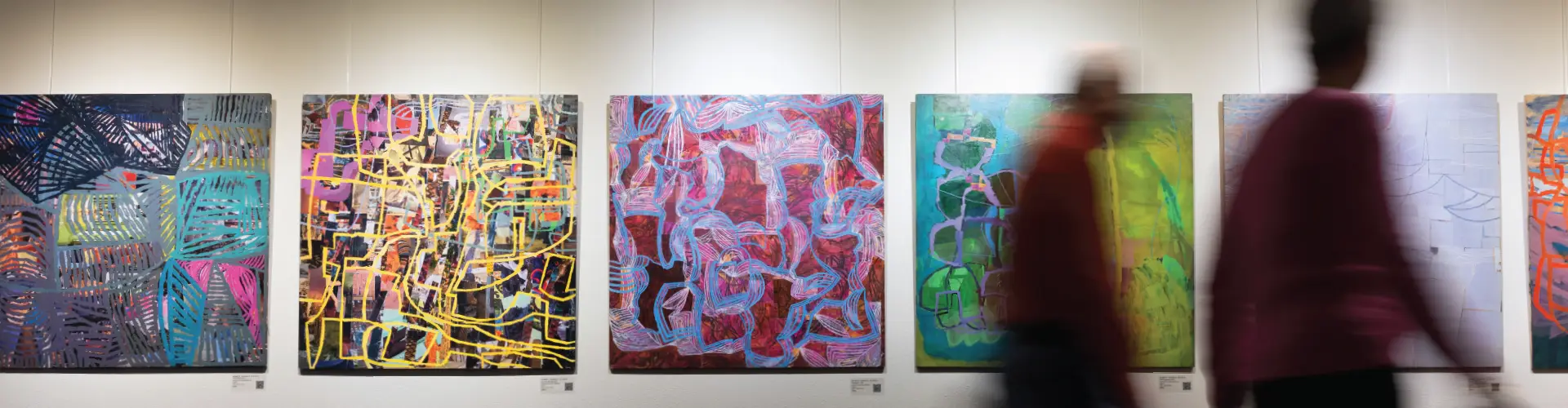 art on the walls of the atrium gallery