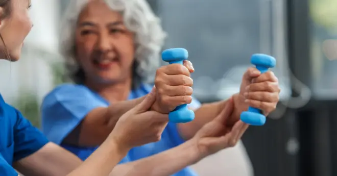 a female resident exercising